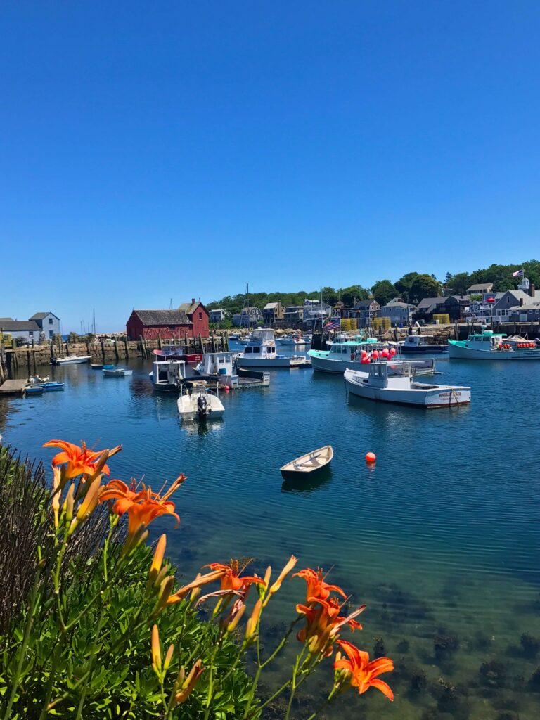 Boat in the harbor in Rockport, Massachusetts.