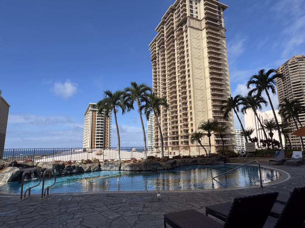 Hilton adults only pool in the early morning