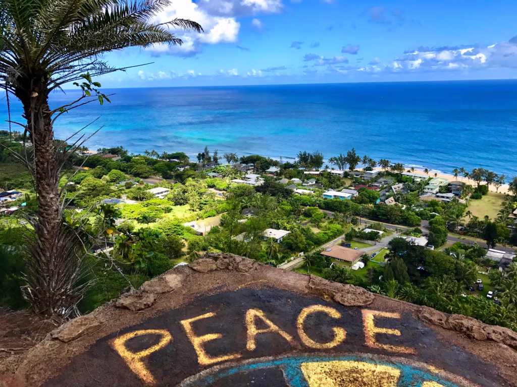 Ehukai Pillbox peace sign
