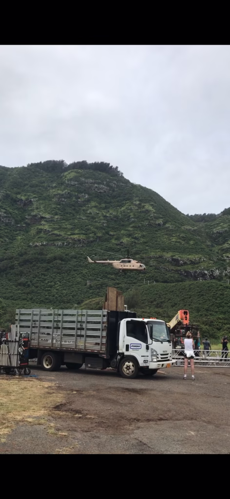 Kealia Trail entrance with helicopter movie scene