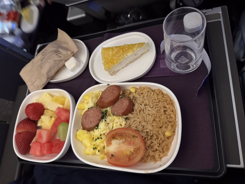 Breakfast meal on United Premium Plus
