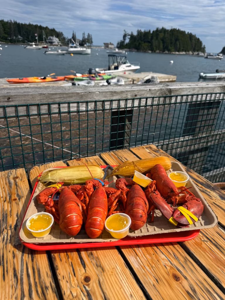 Lobster meal at Five Islands Lobster Co in Maine
