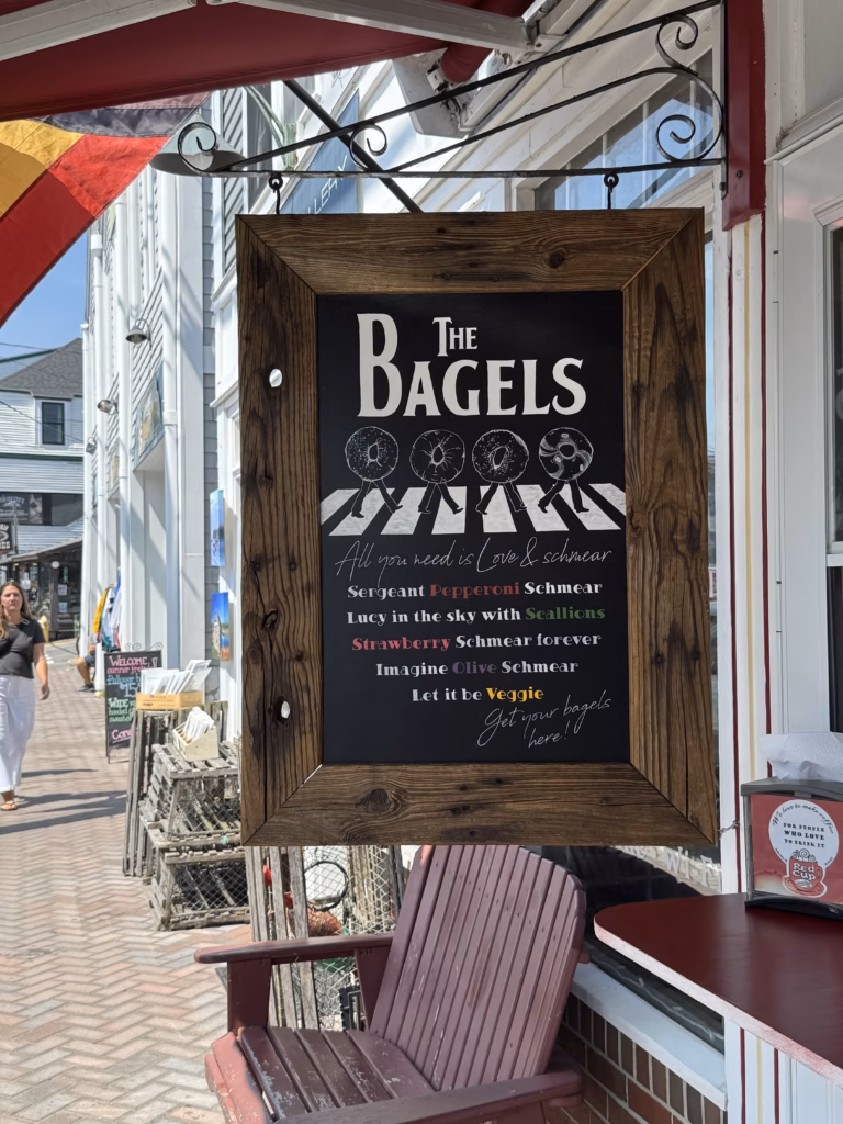 The Bagels Sign Red Cup Coffeehouse Boothbay Harbor